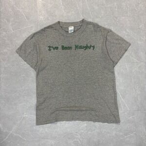 M&O Knits Mens I've Been Naughty Graphic T-Shirt Gray Short Sleeve Medium